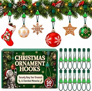 50 PCS Adjustable Christmas Ornament Hooks for Christmas Decoration