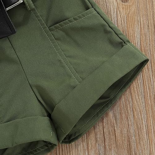 Miniatura 6 de TheFound Trajes de verano para niñas pequeñas, sin mangas, de punto acanalado, halter, pantalones cortos, ropa para recién nacidos, conjunto de 3