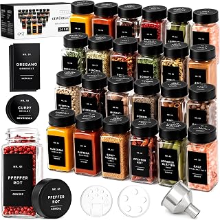 EDELHAUS Gewürzgläser Eckig Set mit Deckel (24 x 120ml) - Gewürzstreuer