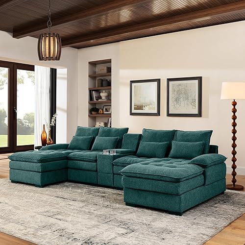 130" Linen Modular Sleeper Sofa, Freely Combined Chaise Lounge with