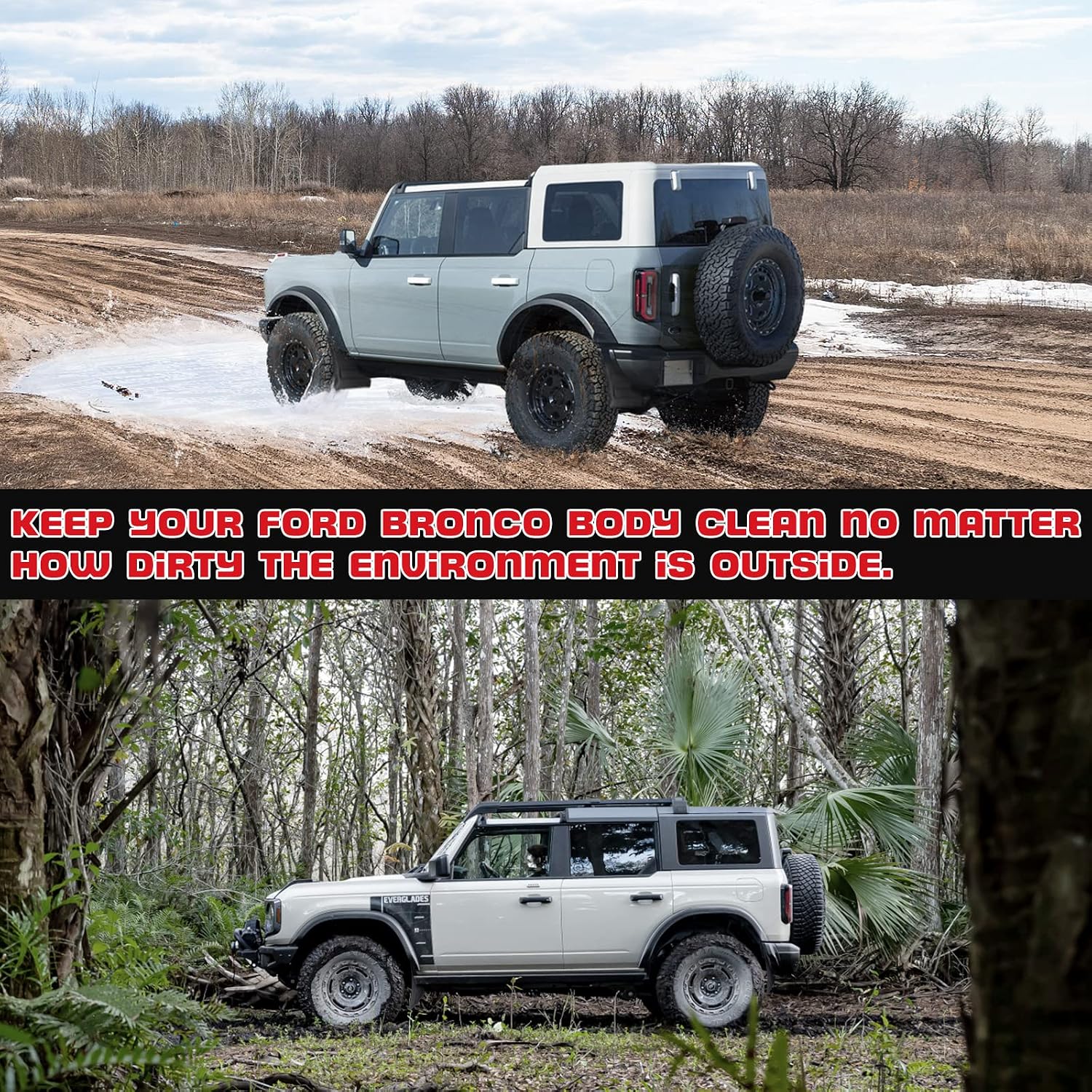 Mud Flaps for Ford Bronco Accessories, 2/4-Door Splash Guards for 2021 2022 Bronco Accessories No Drilling Punching Required（4PCS）