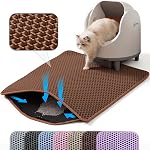 Mat de chat, 60x45cm Grand matelas de litière double couche en nid d'abeille, non glissant imperméable à l'eau Urine Proof Cat Litter Box Mat pour plancher, fournitures pour chats et essentiels, noir