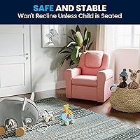 Vista 7 de Flash Furniture - Sillón reclinable contemporáneo para niños, color beige vinilo con base para vasos y reposacabezas