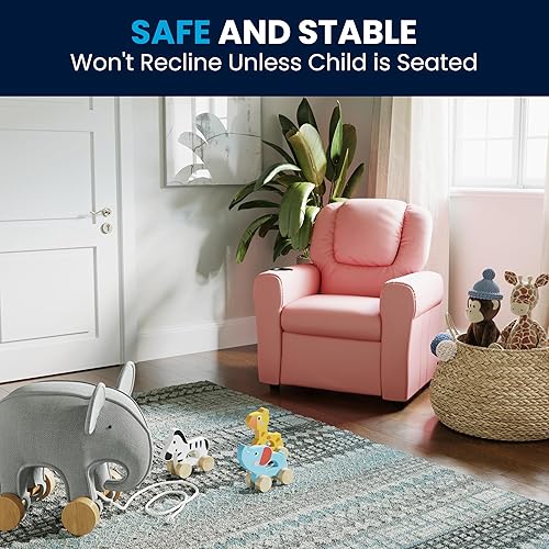 Miniatura 162 de Flash Furniture - Sillón reclinable contemporáneo para niños, color beige vinilo con base para vasos y reposacabezas Vinilo Lavanda,Vinilo