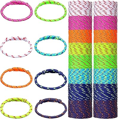 Friendship Bracelets Rope 168 Bracelets in 8 Assorted Colors Adjustable Bracelets for Kids Neon Rope Woven Friendship Bracelets for Girls and Boys Goody Bag Stuffers Party Favors (Bright Colors)