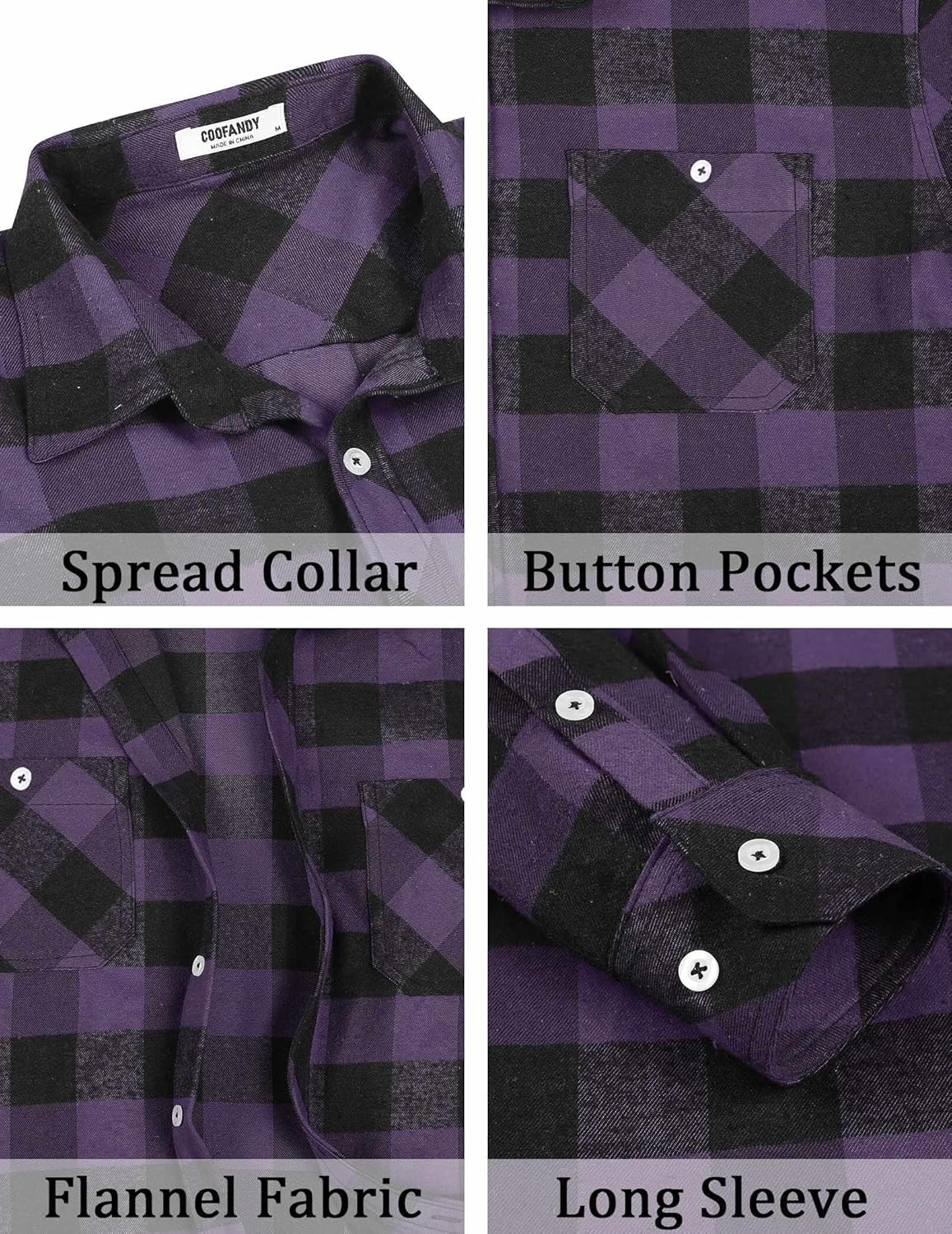 COOFANDY Men's Flannel Plaid Shirts Long Sleeve Casual Button Down Shirt with Pockets - Image 5