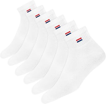 NAVYSPORT 6 Pairs Socks Men Women Trainer Running Cotton High Ankle Quarter Socks, Pack of 6