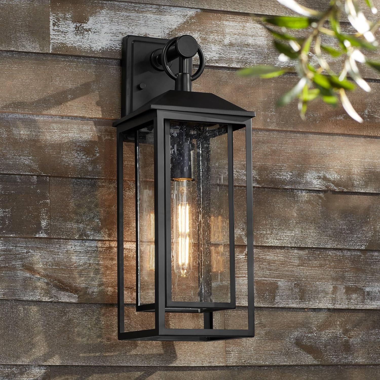 John Timberland Califa 20" High Traditional Outdoor Wall Light Fixture Mount Porch House Exterior Outside Lantern Weatherproof Black Clear Glass Shade Front Door Patio Garage Home Deck Garden