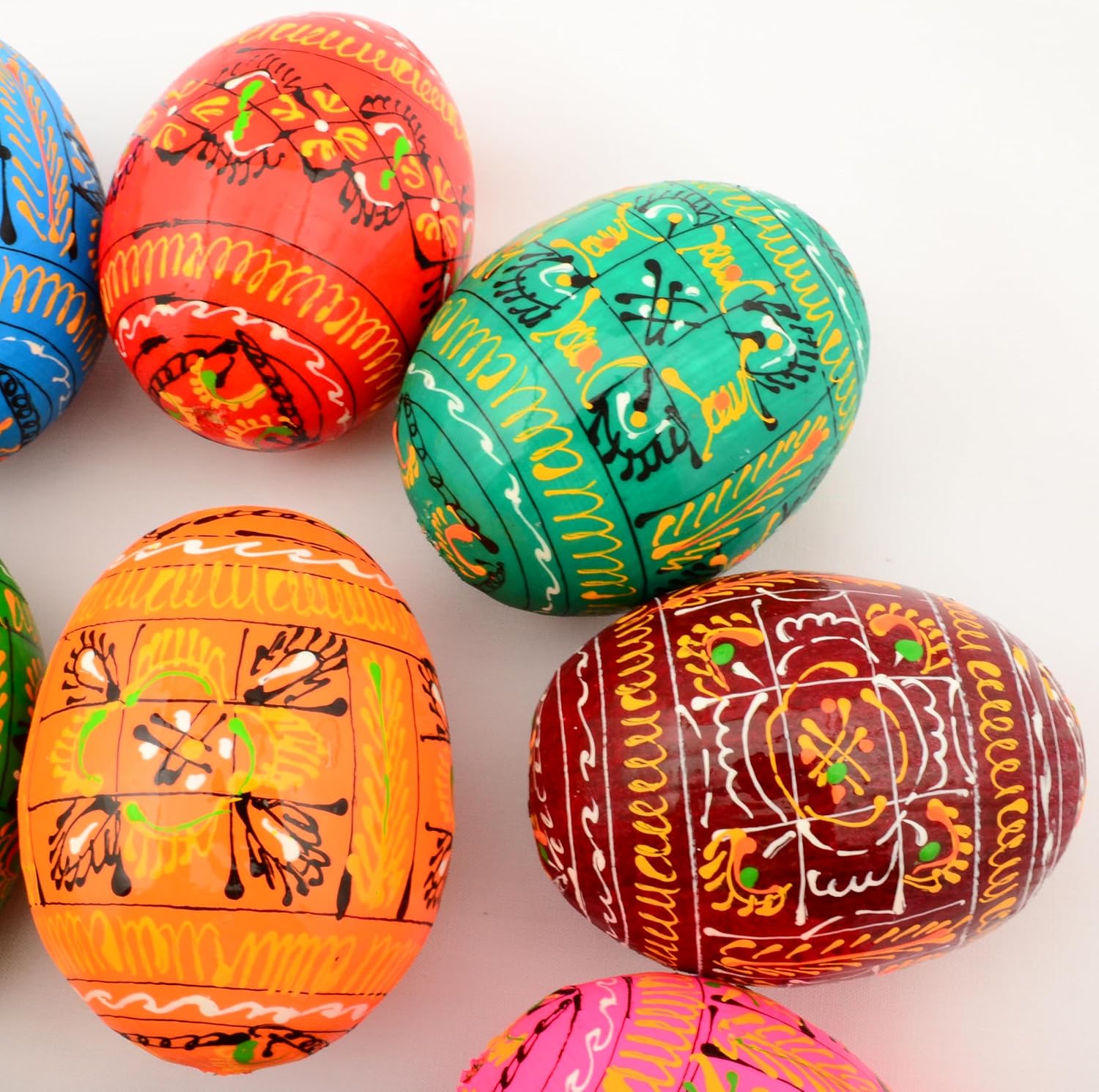 Easter Painted Eggs Wooden Ukrainian Pysanky Pysanka. Polish Pisanki. Czech Kraslice. Set of 12