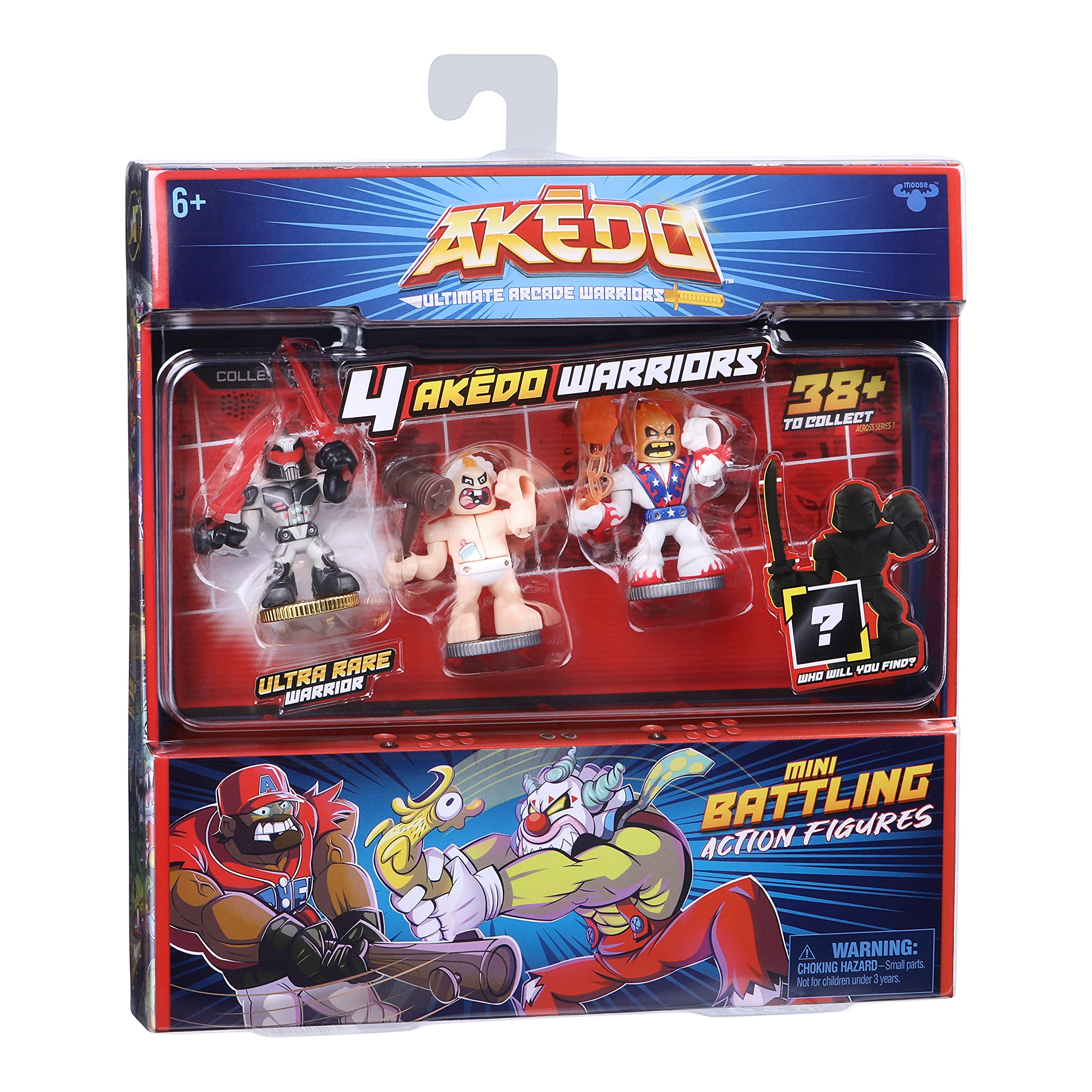 Akedo Ultimate Arcade Warriors - Warrior Collector 4 Pack - 3 Mini Battling Action Figures: Big