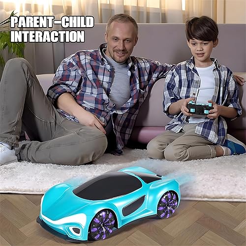 Miniatura 7 de Auto a control remoto, juguetes para niños de 4, 5, 6, 7, 8, 9, 10, 11, 12 años, auto de acrobacias a control remoto con spray ligero y sonido,