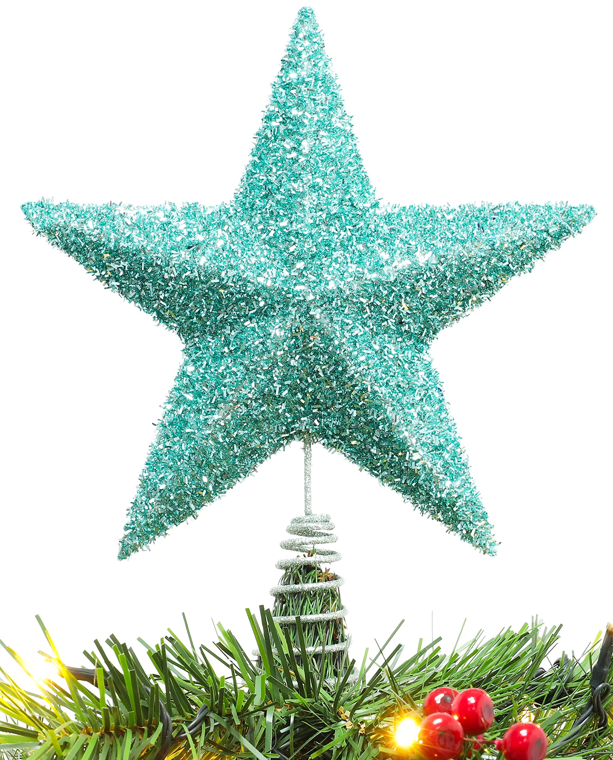 Christmas Concepts Mint Green Christmas Concepts® 28Cm Sparkly Tree Top Star - Luxury Christmas Decorations (Mint Green)