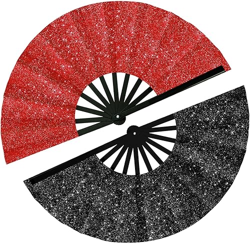 Miniatura 19 de Maitys 2 piezas de abanico de mano plegable grande para baile en línea, abanico de nailon plegable para festival chino de Kung Fu, manualidades,
