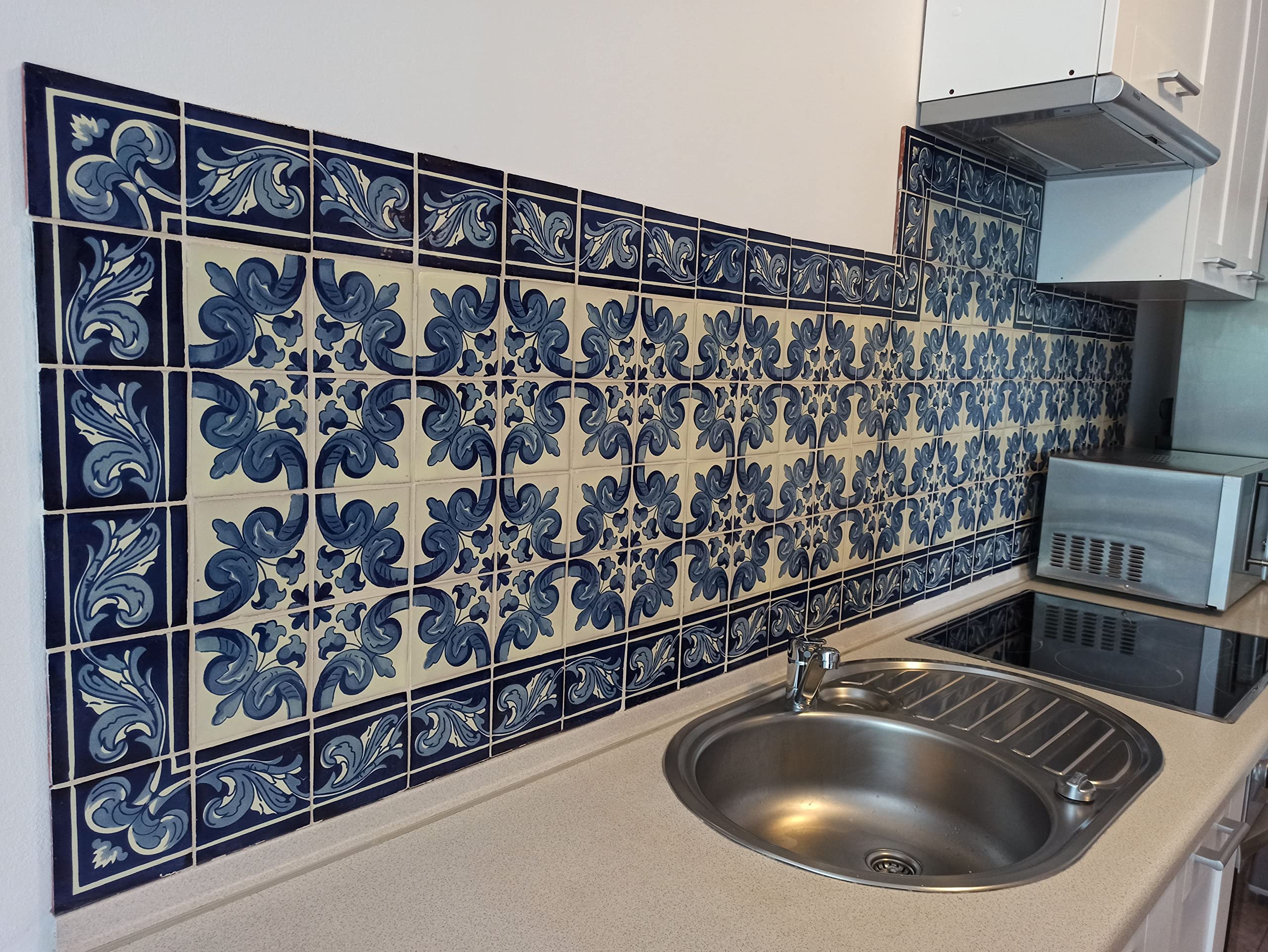 Cerames azulejos de mosaico Talavera Mariposa - 30 azulejos decorativos de cerámica mexicana para baño, ducha, escaleras, pared posterior de la cocina | azulejos de mexicanos 10,5x10,5 cm