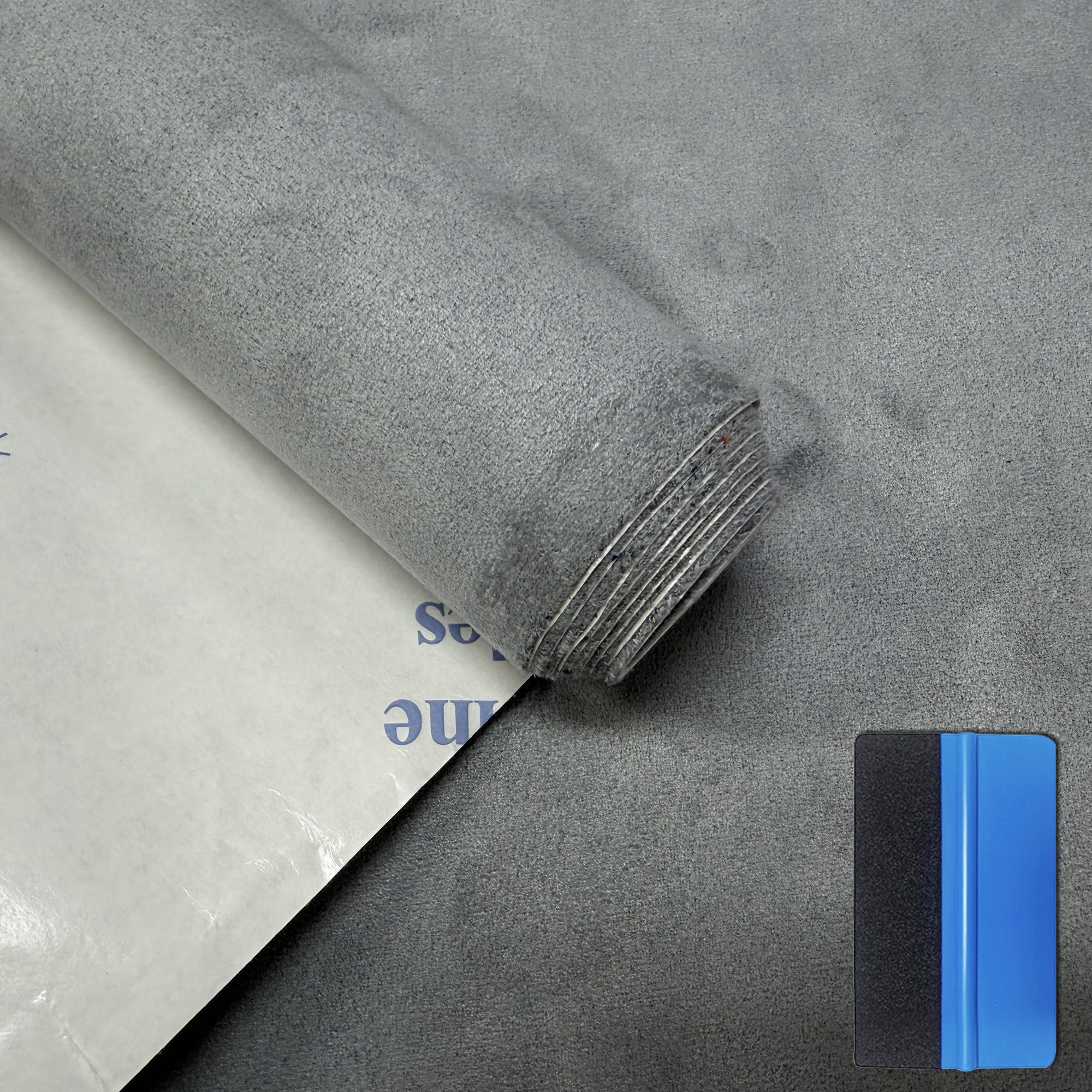 NewL Elastic Suede Self Adhesive Velvet Fabric Repair Tape DIY Car Interior Dashboard Modification Renovation Leather Roll Stickers (Gray, 30cm x 150cm)
