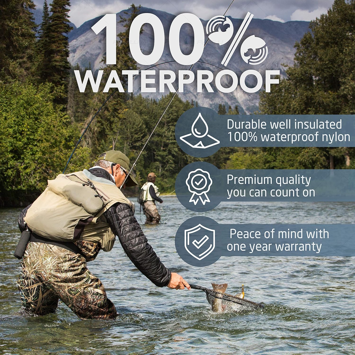 Foxelli Chest Waders – Camo Hunting & Fishing Waders for Men & Women with Boots, 2-ply Nylon/PVC Waterproof Bootfoot Waders, Lightweight & Durable, Carrying Bag Included : Sports & Outdoors