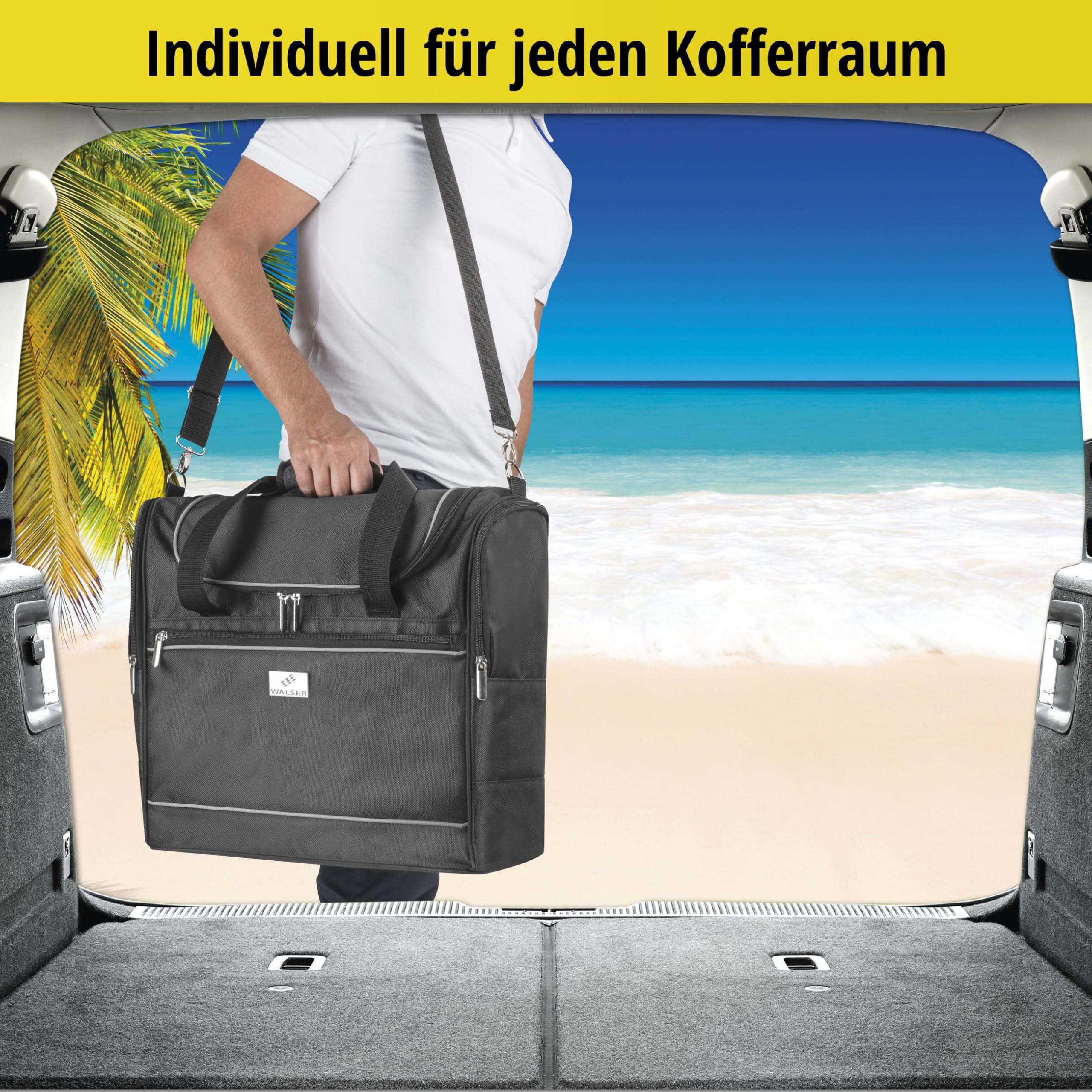 Walser 29974 Carbags torba podróżna do samochodu, torba sportowa 55 x 20 x 40 cm czarna, odporna na działanie wody