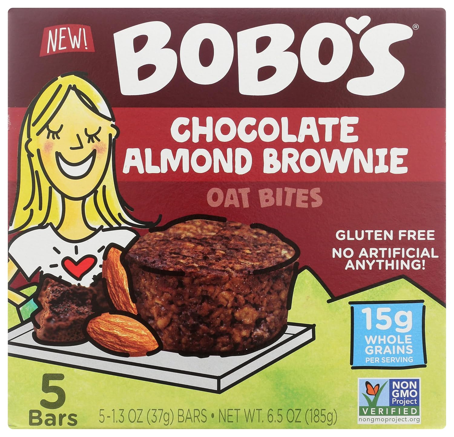 Bobo's Chocolate Almond Brownie Oat Bites, Gluten Free, Non GMO, 6.5 Ounces (Pack Of 6)