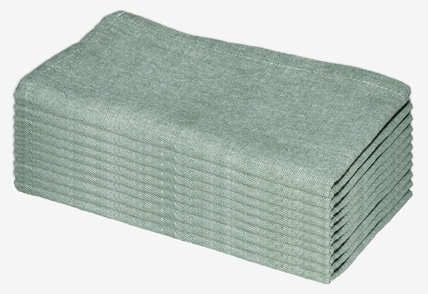 Servilletas de Tela Chambray Algodón, Juego de 6, 45x45 cm, Verde