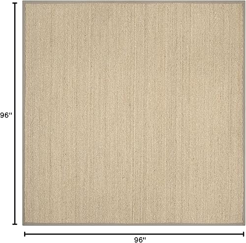 Miniatura 386 de Safavieh Colección de fibra natural NF115P - Alfombra (fibra natural), color gris, Fibras naturales beige, (Natural/Beige),Natural/Negro,Natural