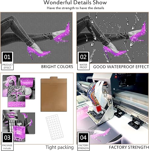 Miniatura 4 de DUODUOZCF Juego de 6 impresiones artísticas de pared de moda para decoración de baño, pósteres de lienzo con purpurina en blanco y negro, fotos de