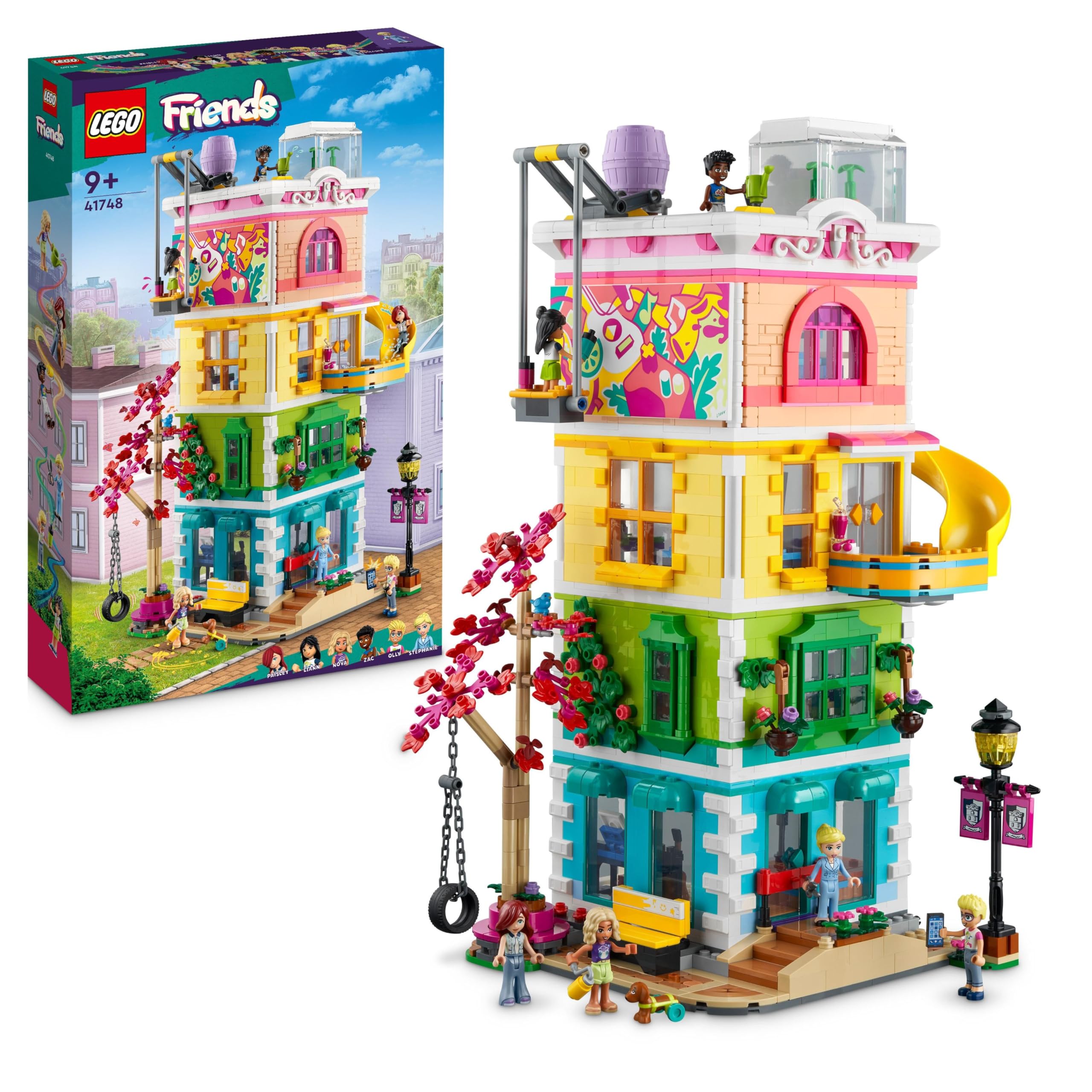 LEGOFriends Heartlake City Community Centre Toy - 5-Floor Modular Building Set with 6 Mini Dolls, a Dog Figure & Lots of Creative Accessories - Gift for 9+ Year Old Girls - 41748