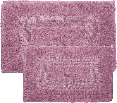 Amazon Com Cotton Bath Mat Set 2 Piece 100 Percent Cotton Mats Reversible Soft Absorbent And Machine Washable Bathroom Rugs By Lavish Home Rose Home Kitchen