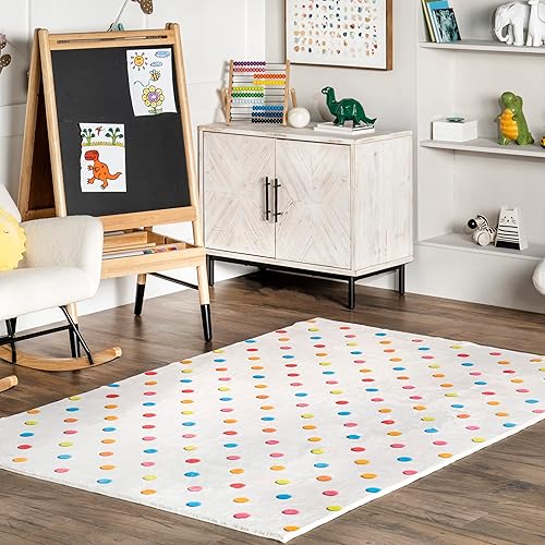 nuLOOM Ilse Colorful Dots Alfombra decorativa para niños, lavable a máquina, 3 x 5, multicolor