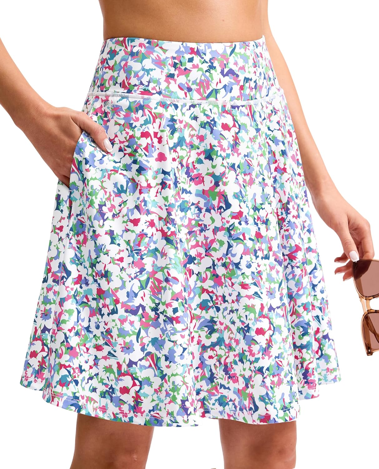 Viodia 20'' Knee Length Skorts for Woman with Pockets Tennis Golf Athletic Skort High Waisted Long Skirts with Shorts