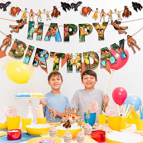 Vista 49 de Petr Pan Theme Birthday Party Supplies – Neverland Decoration Boys Girls – Includes Happy Birthday Banner, Cake Topper, Cupcake Toppers, Garland &