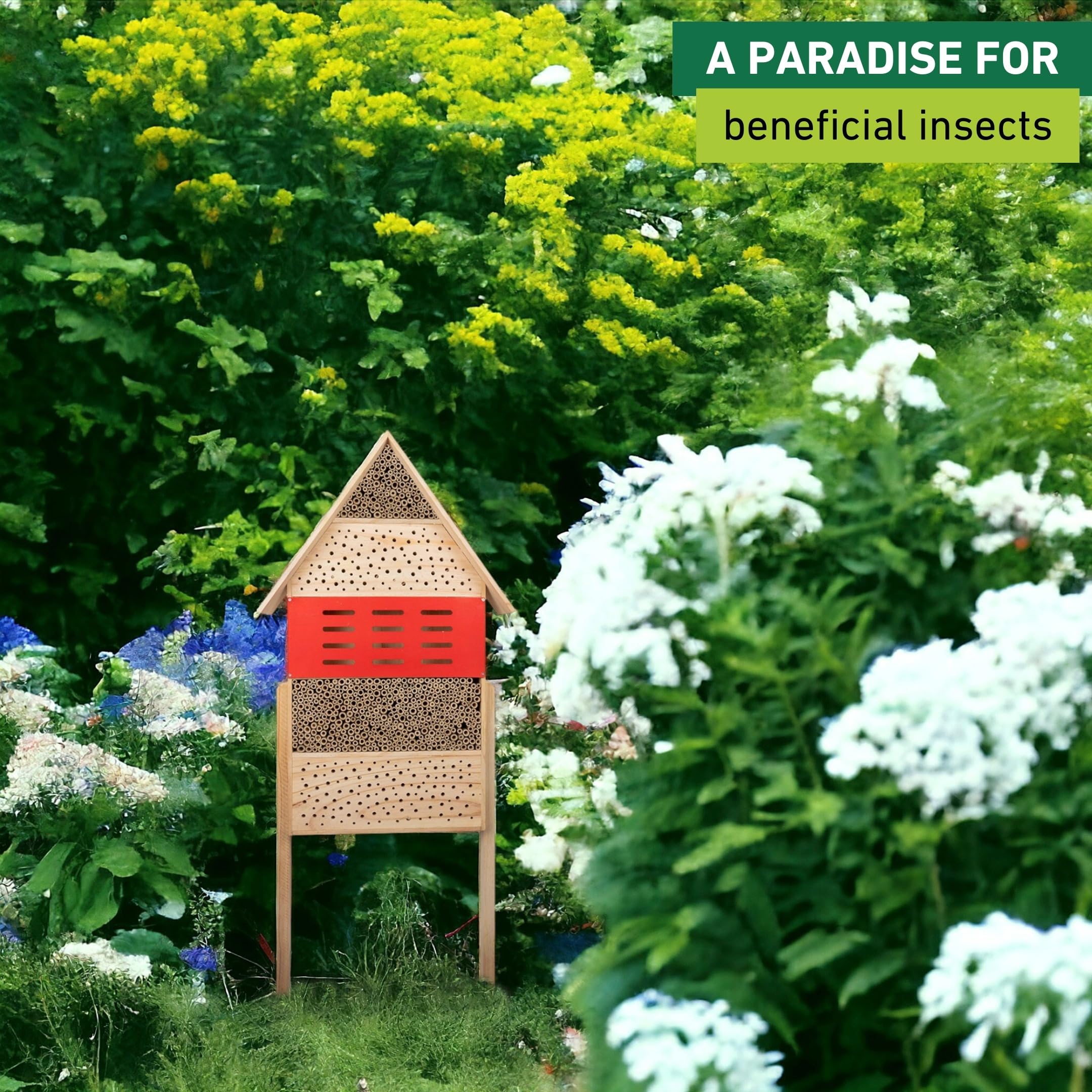 Windhager insectenhotel "Colony" - kosz na gniazda, hotel pszczół, pawilon pasieka - domek dla owadów z drewna dla pszczół, biedronek i motyli - hotel do powieszenia