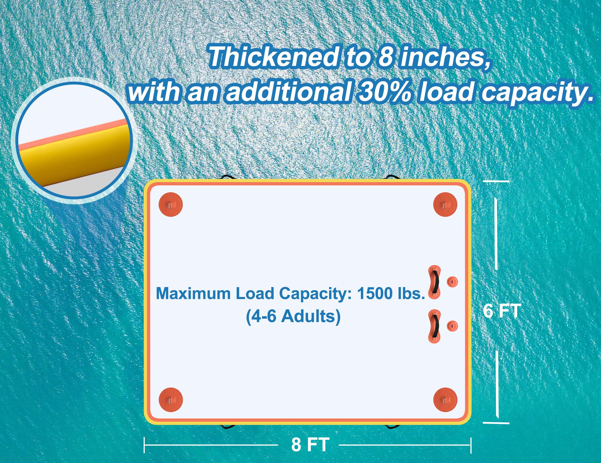 Muelle flotante para lagos, flotadores de lago para adultos, plataforma flotante de muelle de aire, balsa flotante con superficie antideslizante, muelle de natación para piscina, océano, playa