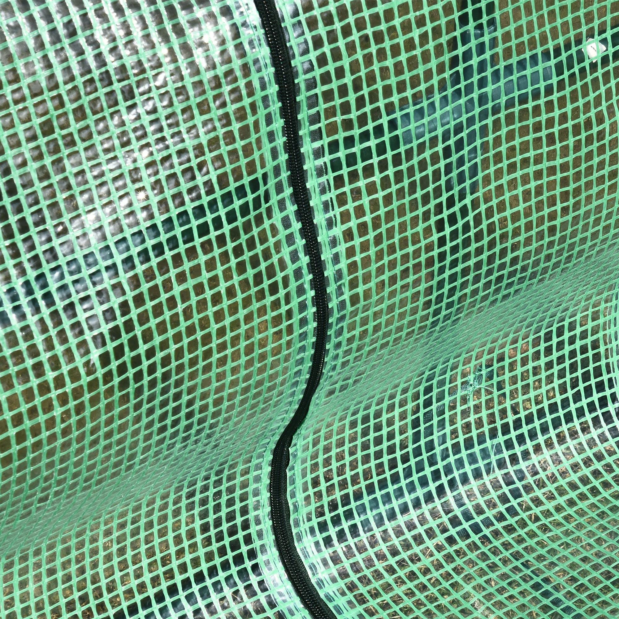 Outsunny Serra per Orto Impermeabile e Anti UV con 3 Finestre Avvolgibili, Mini Serra per Piante in Acciaio e Polietilene, 400x100x80 cm, Verde