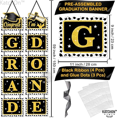 Miniatura 4 de KatchOn, Cartel de puerta de graduación con texto en inglés «Congrats Grad» de 59 pulgadas, sin bricolaje | Cartel de puerta de graduación «I'm