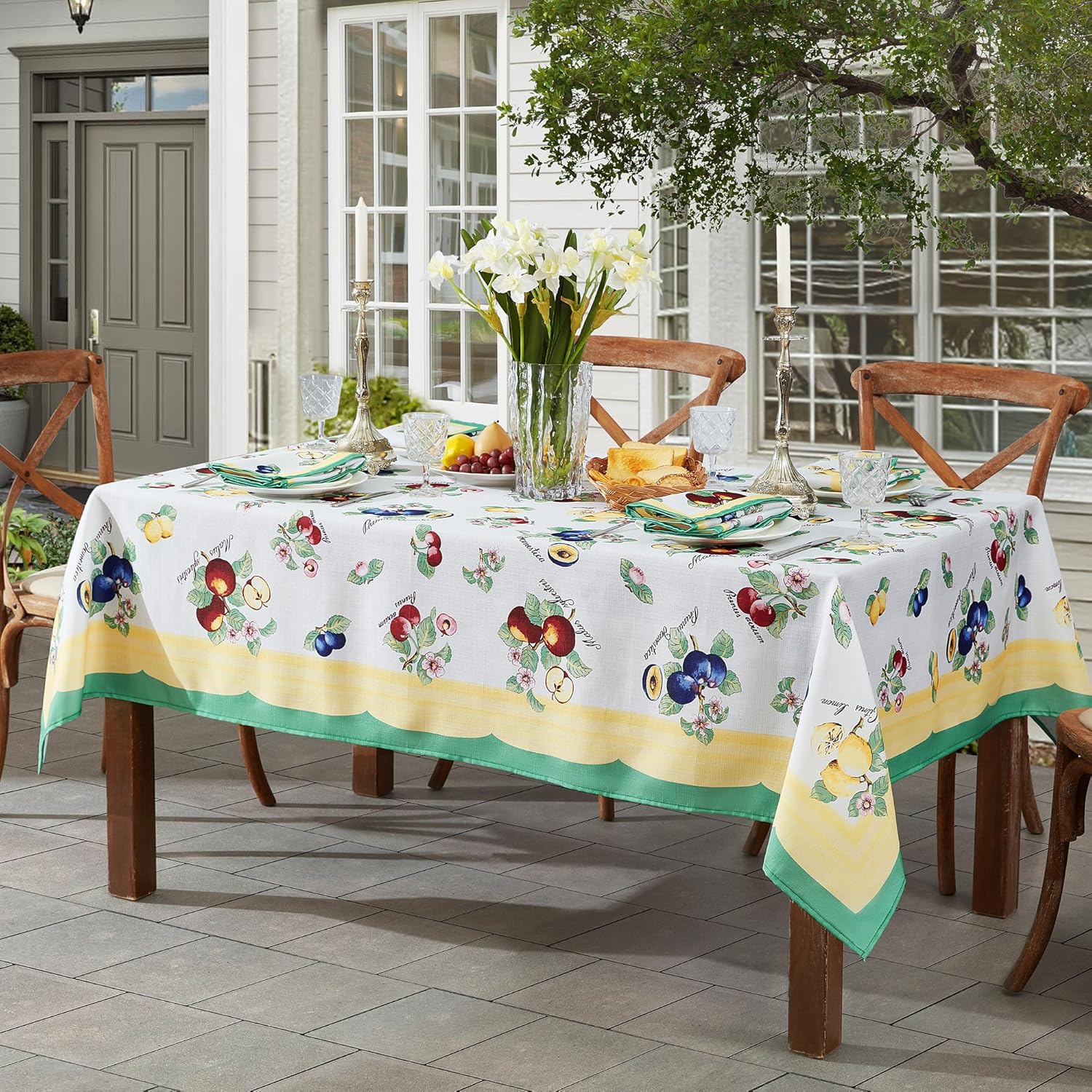 Elrene Home Fashions Villeroy & Boch French Garden Fleurence Stain and Water Resistant Dining Tablecloth, 60"x102" Rectangle