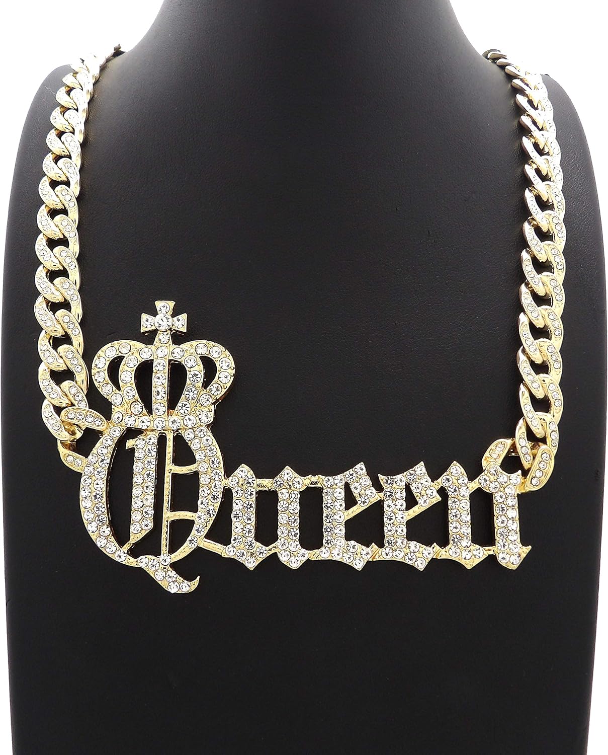 GWOOD Queen 19 Inch Long Necklace with Crystal Rhinestones (Gold Color Necklace)