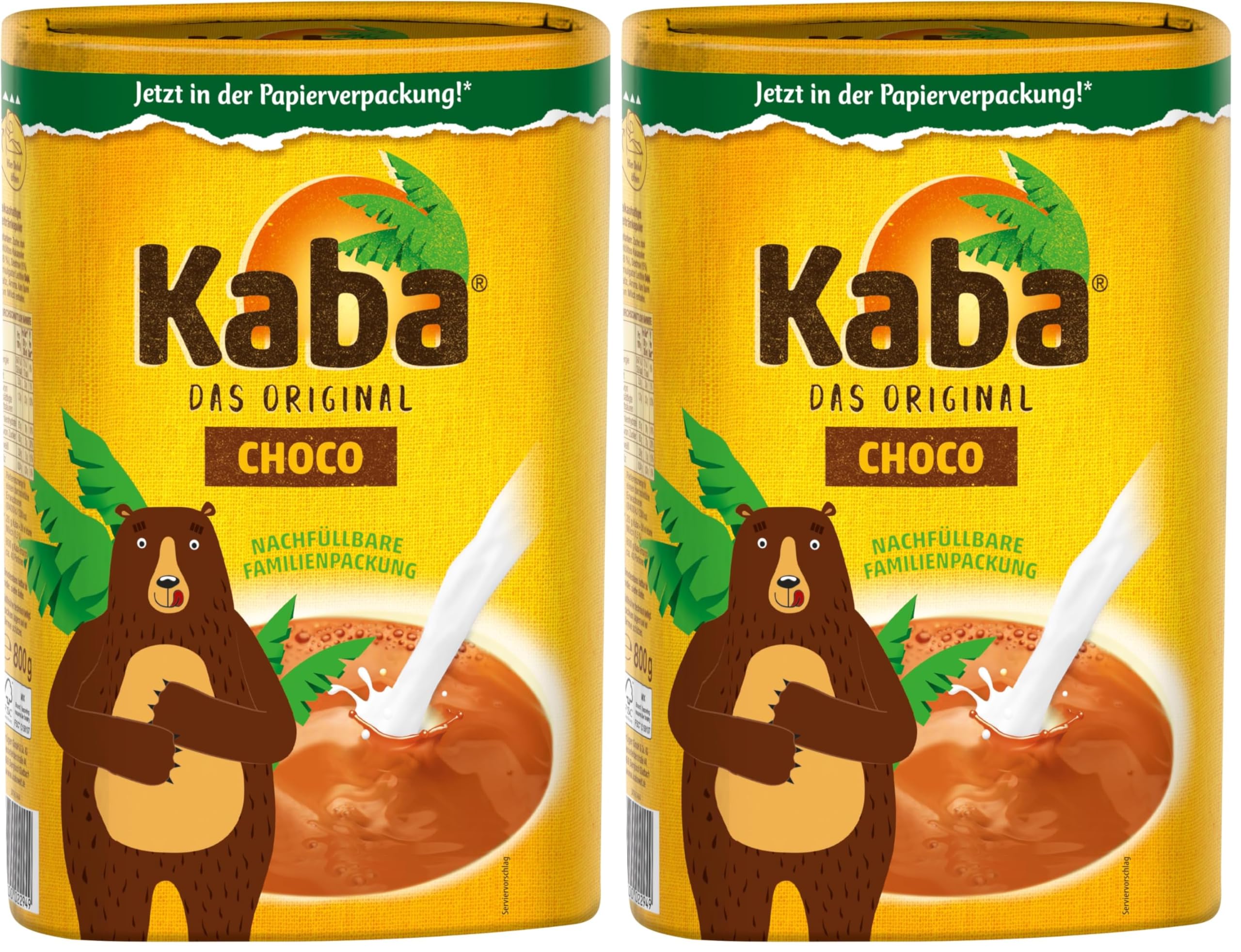 Kaba Choco 800g Vorratsdose Trinkpulver, das Original Kakaopulver zum Anrühren in kalter und warmer Milch (Packung mit 2) Lebensmittel & Getränke