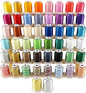 New brothread 50 Spools Embroidery Machine Thread Kit Including 40 Colors+8 Variegated Colors+2 Metallic Colors are Compatible with Janome Singer Pfaff Husqvarna Embroidery Sewing Machines