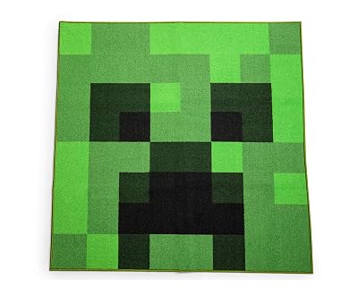 Minecraft Green Creeper Large Square Area Rug | Official Video Game Collectible | Indoor Floor Mat, Rugs for Living Room and Bedroom | Home Decor for Kids Room, Playroom | 52 x 52 Inches