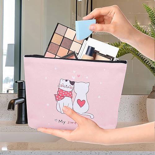 Miniatura 4 de Bolsa de maquillaje de lona para mujer con cremallera, bolsa de gran capacidad, bolsa de aseo de viaje, bolsa de almacenamiento, organizador de