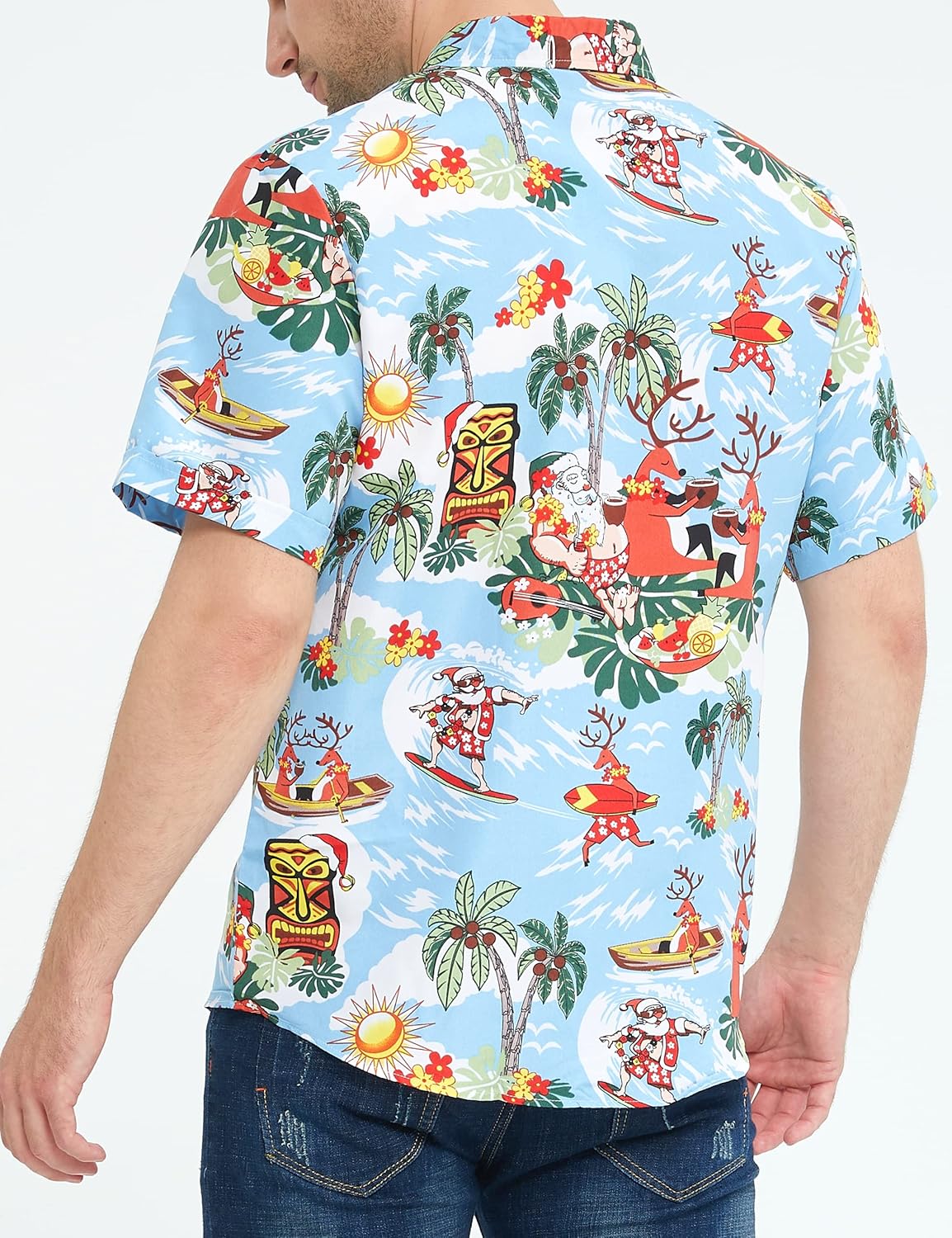 SSLR Men's Santa Claus Party Tropical Ugly Hawaiian Christmas Shirts - Image 5