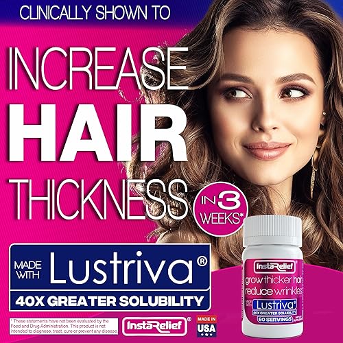 Miniatura 2 de InstaRelief Crecimiento del cabello con Lustriva - Clínicamente demostrado para hacer crecer cabello más grueso y saludable en 3 semanas, reducir