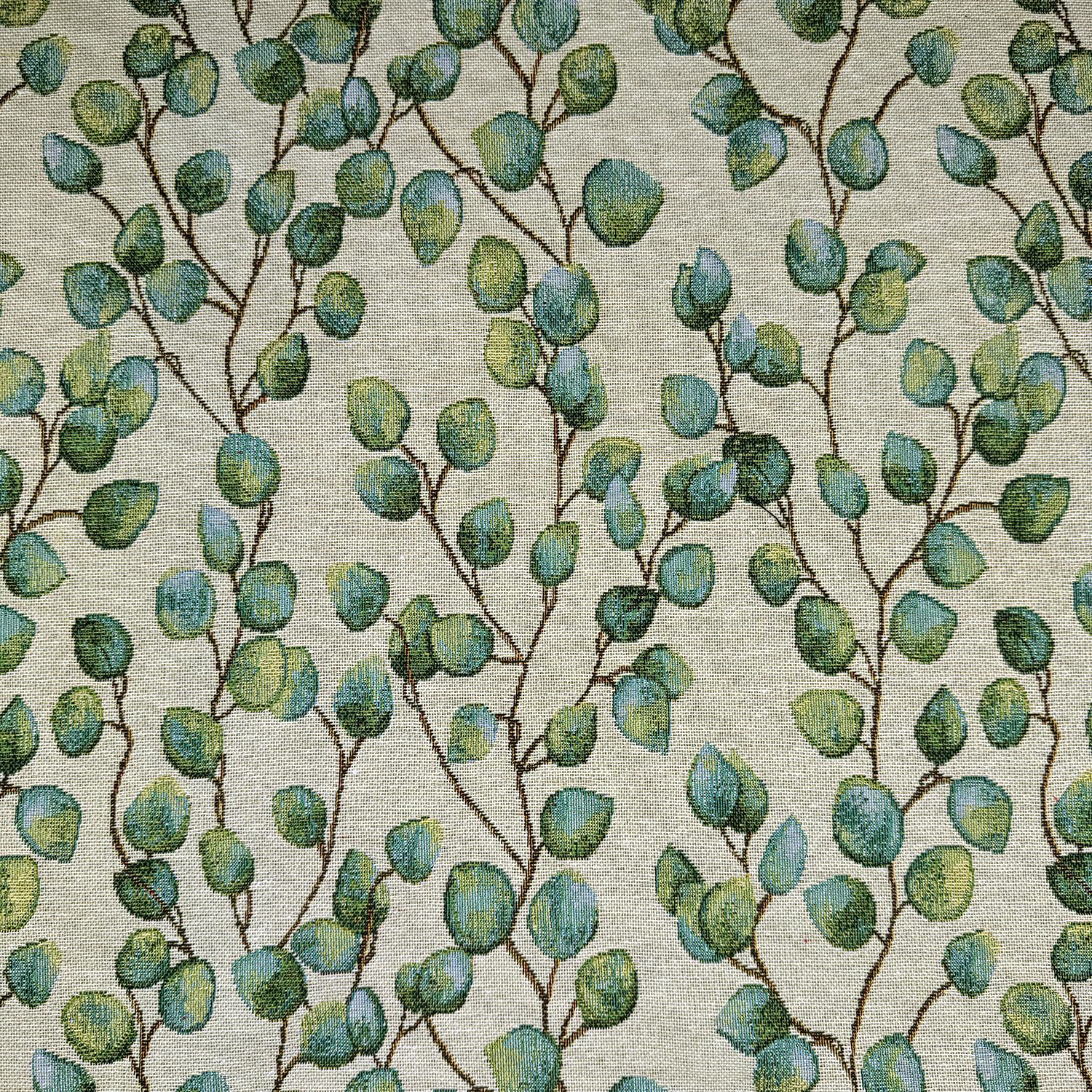 Glamour Secrets Green Tapestry Fabric - Eucalyptus Leaves Small Leaf Upholstery Material