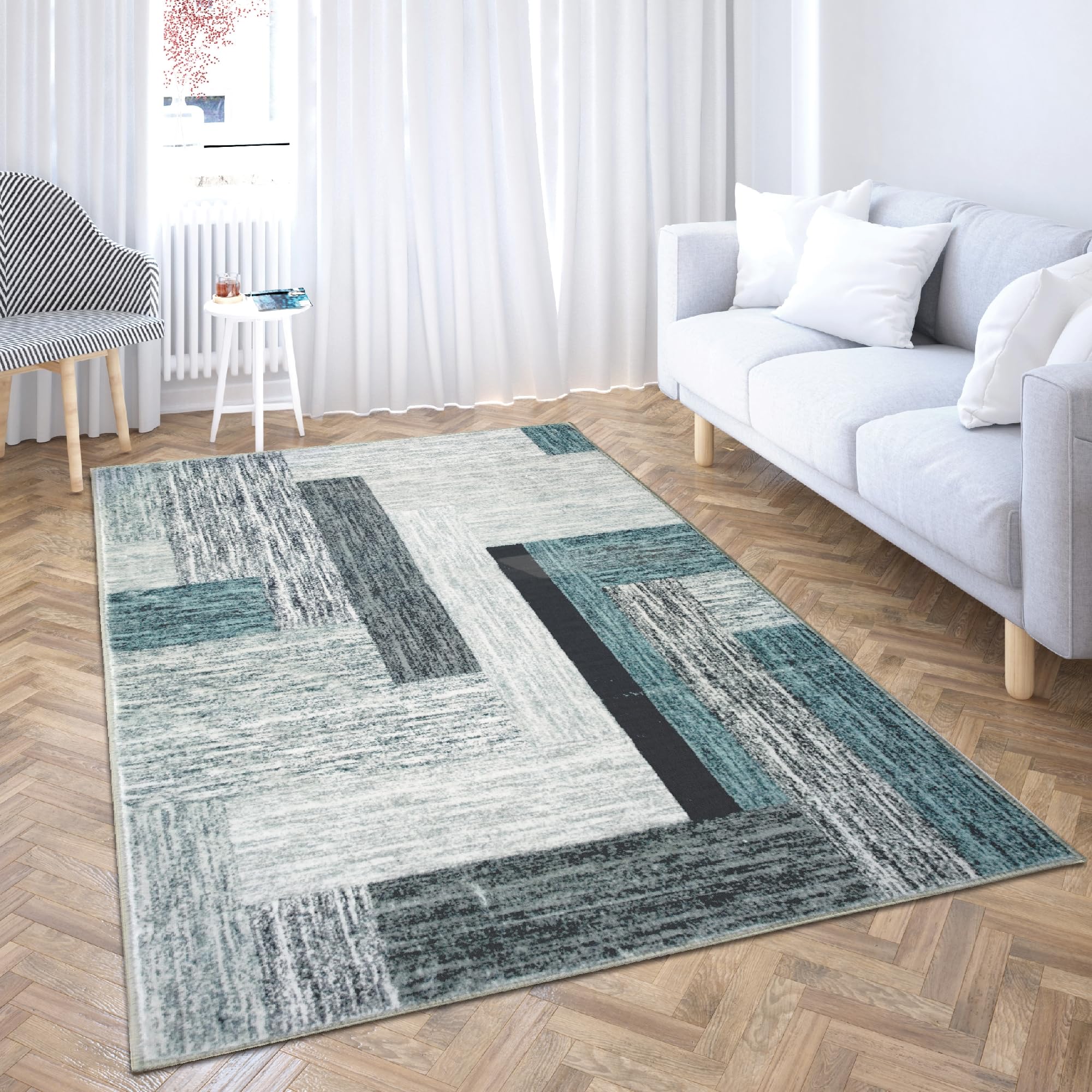 Comart - Tappeto Shedir - Pelo Corto Morbido - 60x120 cm - Grigio Azzurro