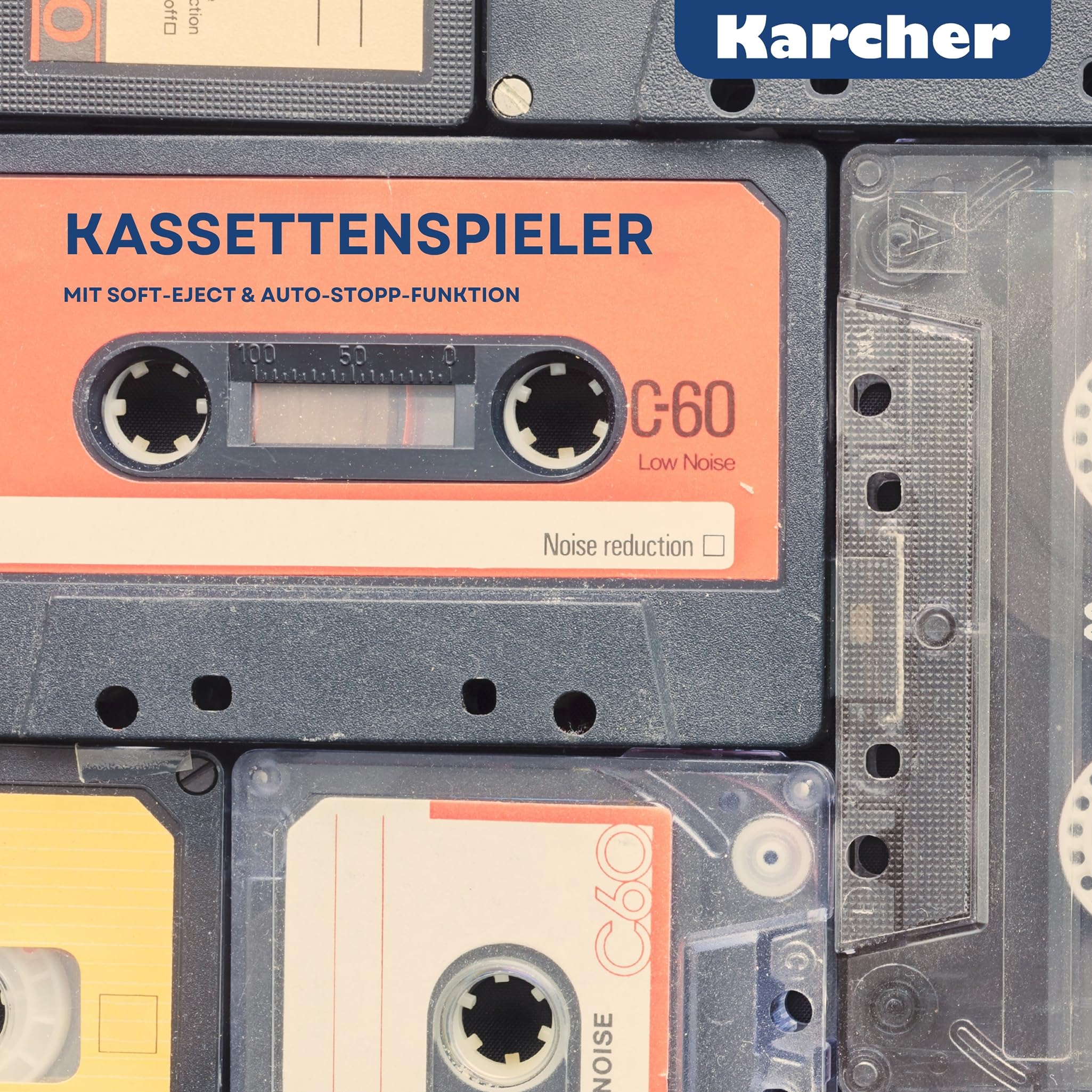Karcher RR 5042-R tragbares CD Radio/Boombox mit CD-Player und Kassettenspieler (UKW, Batterie-/Netzbetrieb, AUX-In) rot