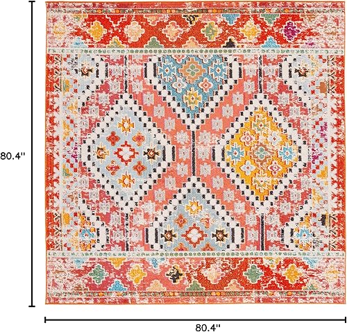 Vista 121 de Safavieh Madison Collection MAD418F - Alfombra de área con diamantes, Polipropileno, Azul Oscuro/Amarillo