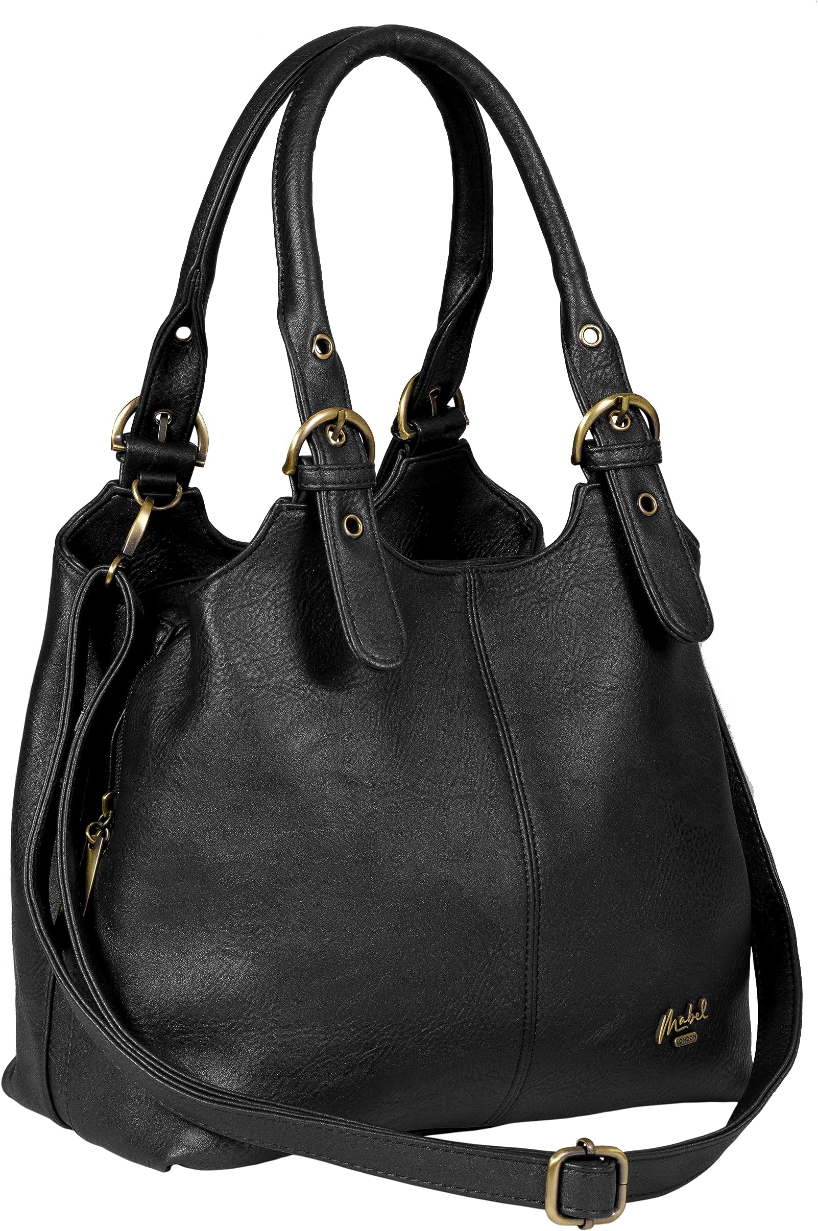 Mabel London Womens Multiple Pockets Handbag - Medium Size Multi Compartments Bag with a Long Shoulder Strap - AMELIA