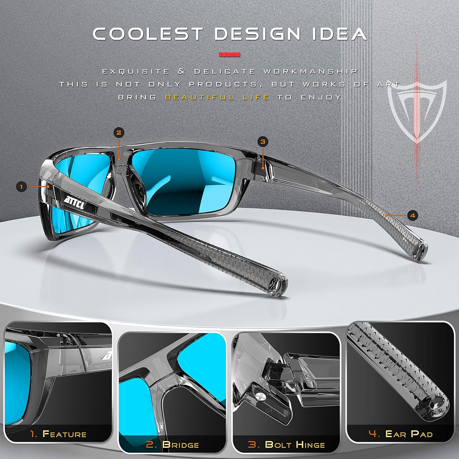 Miniatura 4 de ATTCL - Gafas de sol polarizadas para hombres - Gafas deportivas de pesca 100 protección UV