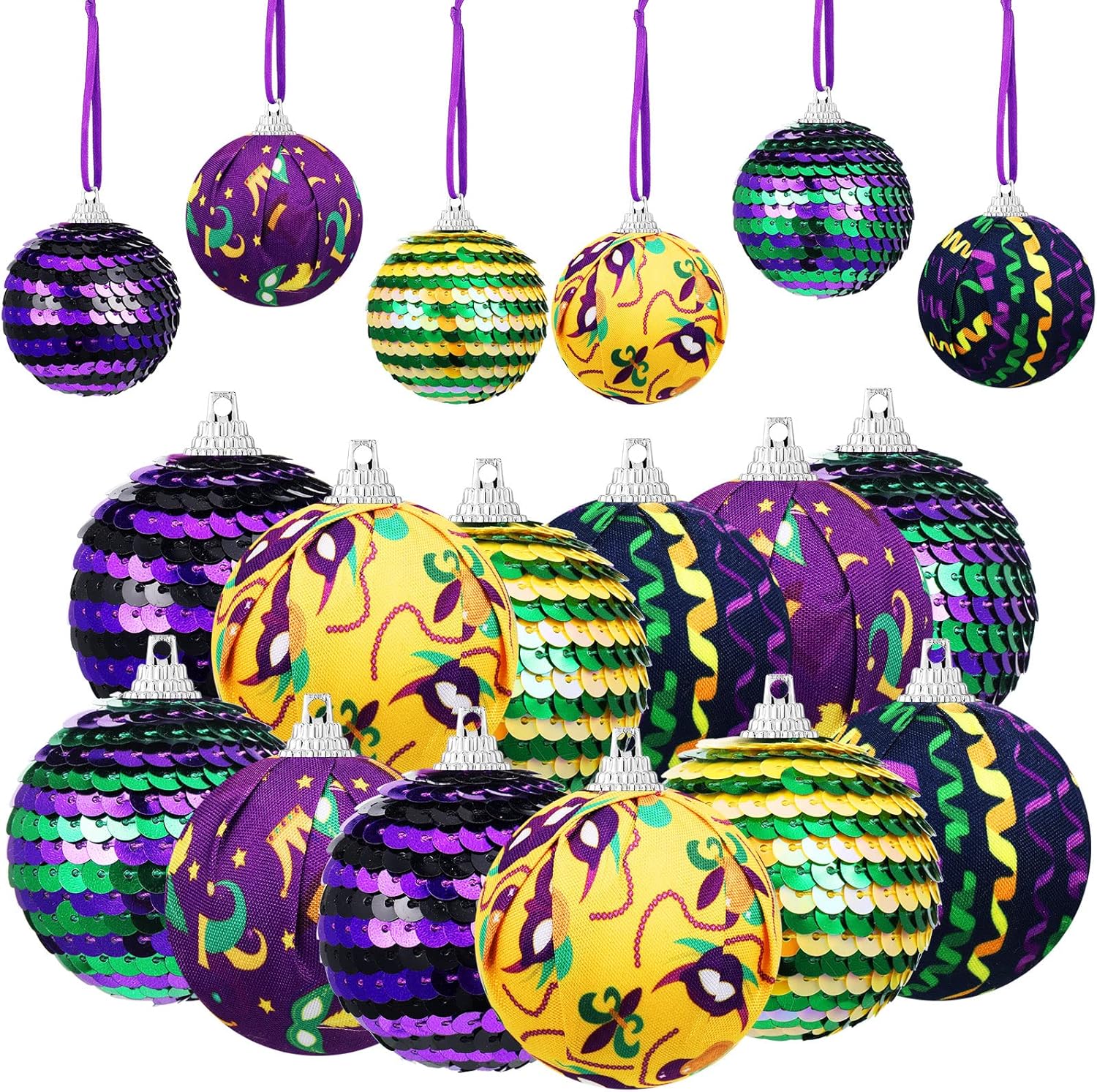 Kajaia 12 Pcs Mardi Gras Ornaments for Tree Mardi Gras