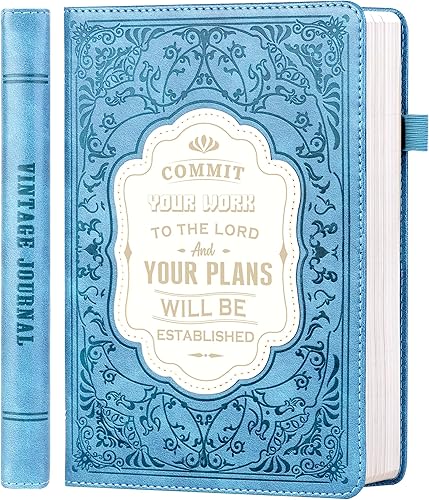 MINICAGIE Bible Study Journal Notebook for Women 256 Pages Church Notes Journal Journaling Notebooks A5 Sermon Notes Notebook Christian Journals for Writing Diary Note Taking, Blue